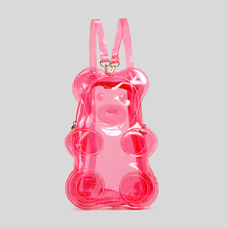 Mini Backpack Purse - Novelty Glitter Transparent Bear Shaped Women